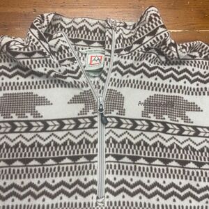 Avalanche Outdoor‎ Bear Print Fleece Pullover Mens XL Quarter Zip Sweater